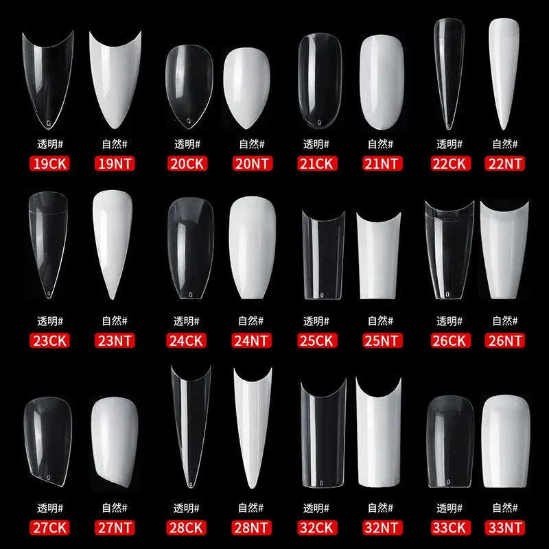 

100/500PCS Natural Clear V Straight Oblique End Full/Half ABS Ballet Tupe Drop French False Nail Tips Fake Toenail Manicure Tips