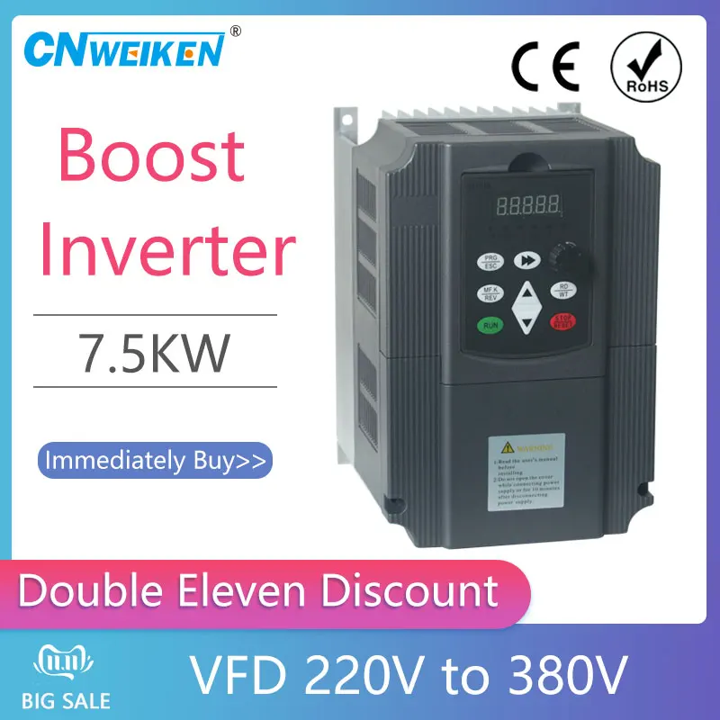 Single-phase 1-phase 230V to 3-phase 380V 7.5KW 16A INVT Inverter VFD frequency AC drive NEW