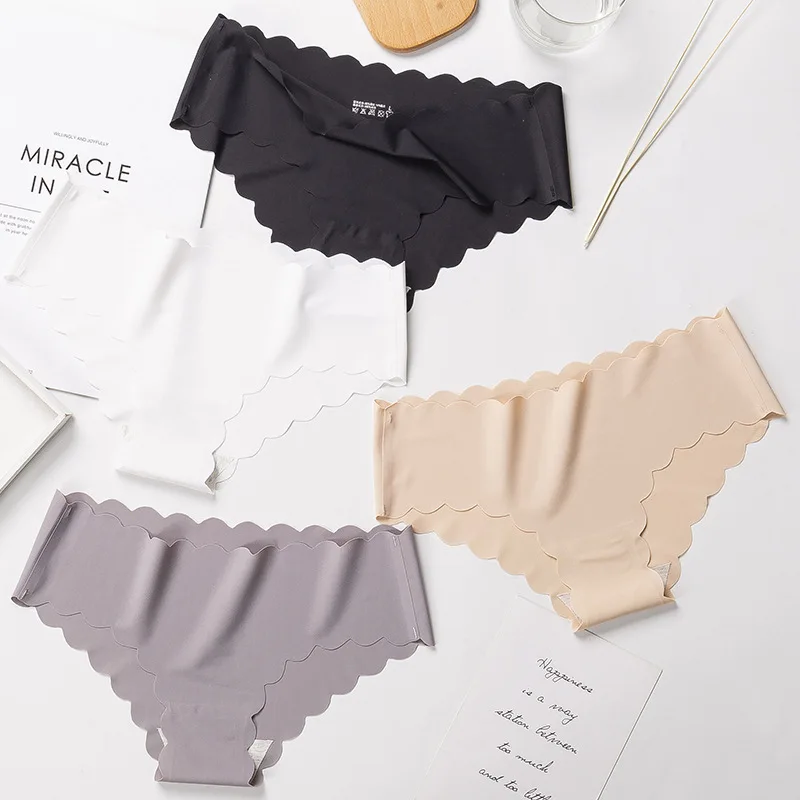 Women ruffles Underwear Invisible Seamless T Panties G-String Female Sexy Thongs Intimates Lingerie Ladies Briefs 1pcs LR710