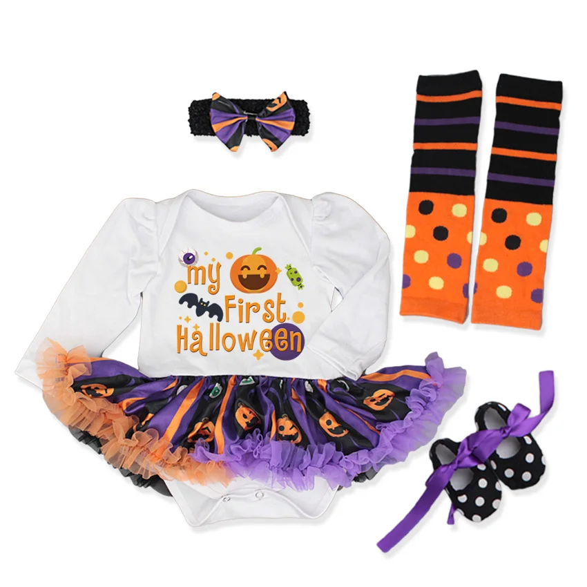 Halloween Baby Girl Sprint Suit Pumpkin Cosplay Girls Infant Clothes Sets Newborn Baby Bebe Rompers Halloween Party Cosplay Gift