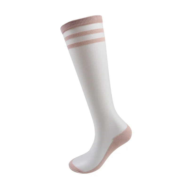 DONG AI Korean Long Summer Socks Casual Transparent Glass Silk Crystal Cotton Women Sox Female Fashion Mesh Breathable Long Sock