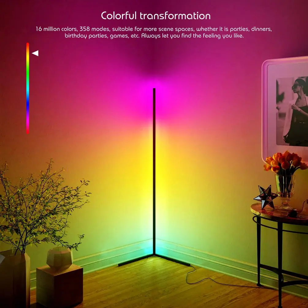 

RGB Corner Floor Lamp Modern LED Floor Light Color Changing Dining Room Atmosphere Lighting Home Indoor Decor Standing Lamp