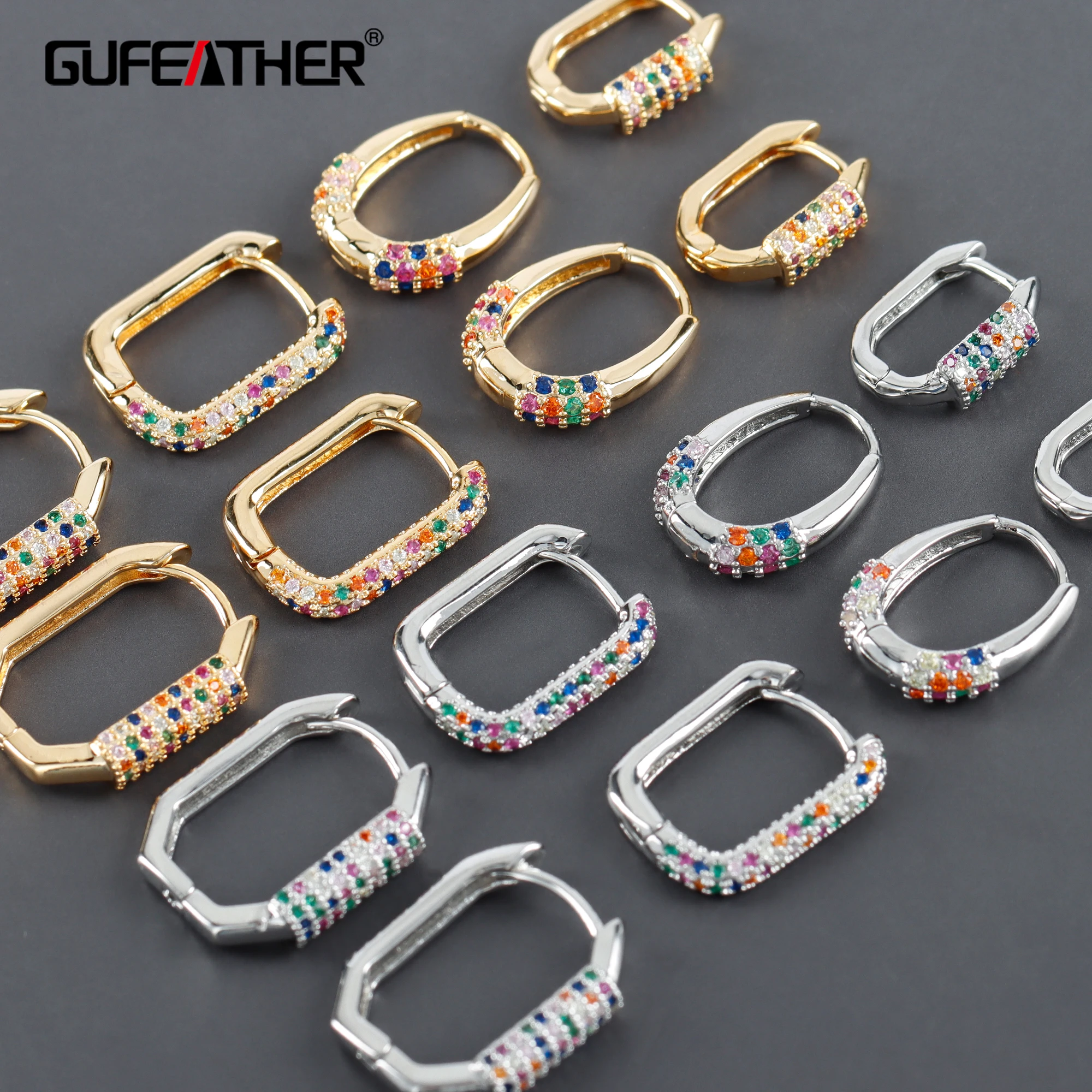 GUFEATHER M1014,jewelry accessories,pass REACH,nickel free,18k gold plated,copper,zircons,jewelry making,clasp hooks,6pcs/lot