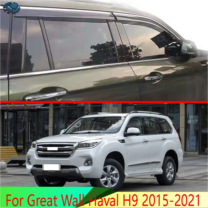 

For Great Wall Haval H9 2015-2021 Car Accessories Plastic Exterior Visor Vent Shades Window Sun Rain Guard Deflector 4pcs