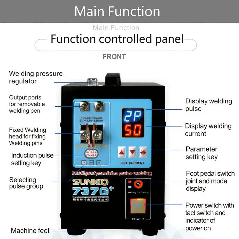 SUNKKO 737G+ Battery Spot welding Machine 4.3KW Automatic Pulse 18650 Battery Welder Machine With a High Power Spot Welding Pen