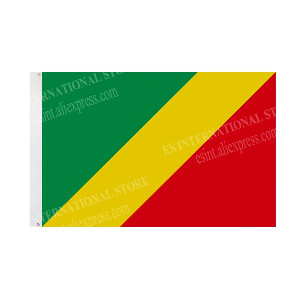 Congo Flag National Graphic Custom Printed Hanging Banner Design Outdoor Advertising Decoration　Polyester Shaft Cover Grommets