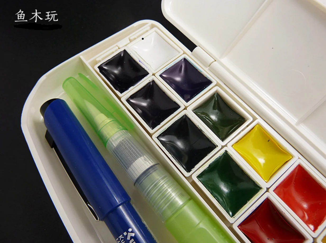 Kuretake College level solid watercolor pigment watercolor pen tap water pen 14 color with a portable suit