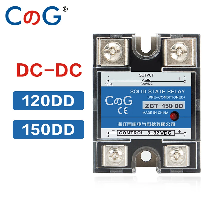 CG SSR-120DD 150DD 220V 380V 600V Single Phase JGX DC Control DC Heat Sink 3-32VDC To 5-220VDC 120A 150A DD Solid State Relay