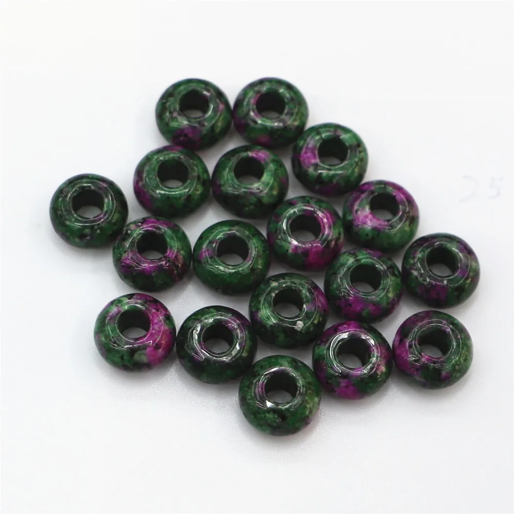 

7x14mm 50pcs/lot Natural Stone Red Emeralds & Synthetic Stone Hole Beads Abacus Shape Loose Beads for Jewelry Necklace Making