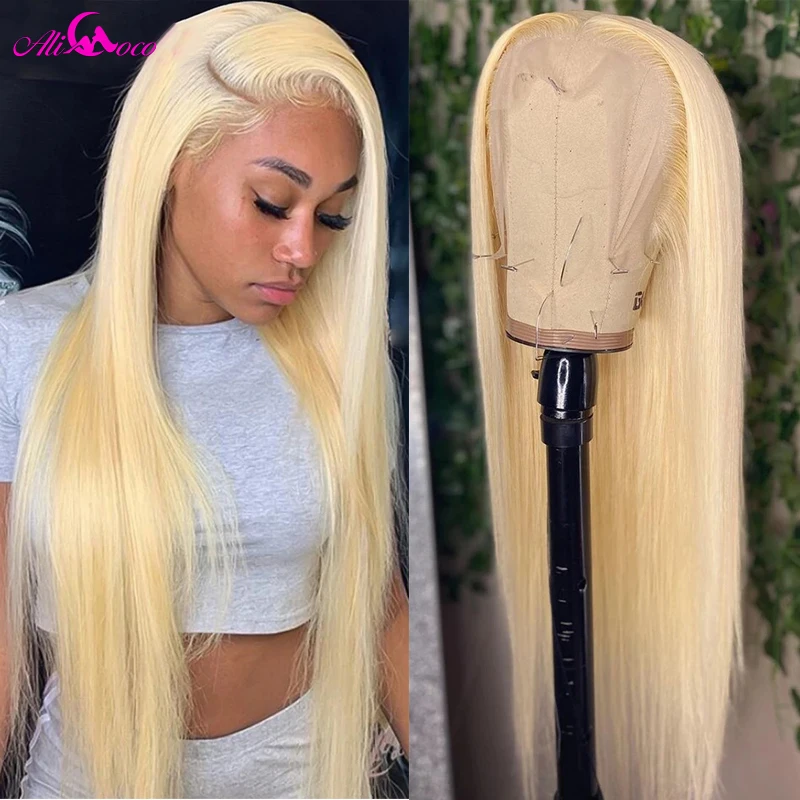 613 Blonde Straight 13x4 Front Peruvian Lace Frontal Human Hair Wigs Pre Pluck With Baby Hair Remy For Womens Wigs 30 Inch 613