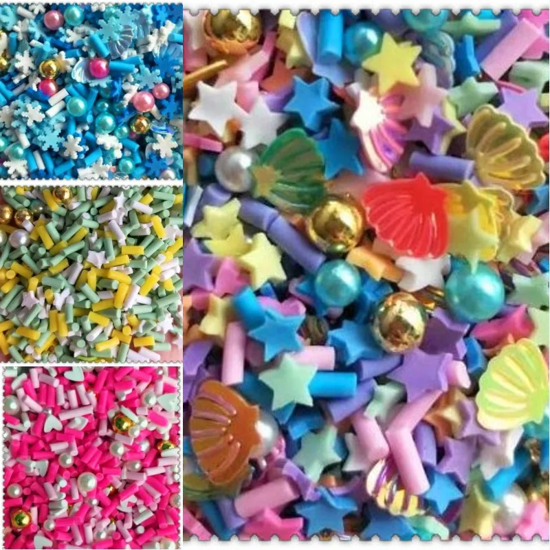 Mixed Shape Polymer Clay Stick Fruit Slices Nontoxic 3d Soft Clay Mixed Color Series for Nails Slime Cream Filler Accessories