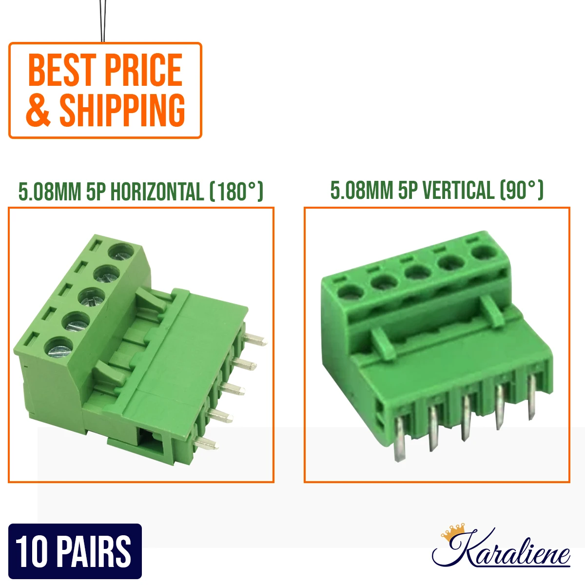 10SETS 2EDG 5 Pin Screw Terminal Block Connector 5.08MM Pitch PLUG + Straight PIN HEADER SOCKET For PCB