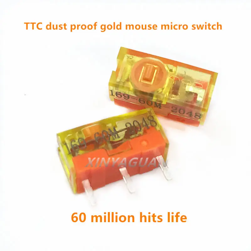 

2Pcs New original TTC dustproof gold micro switch 3pin gold alloy contact 60 million click life Computer mouse button accessorie