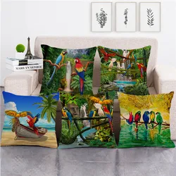 Beautiful Bird Pillows Cover Colourful Cushion Cover Farmhouse Hotel Decorative Throw Pillow Case Linen Creative Home Decor