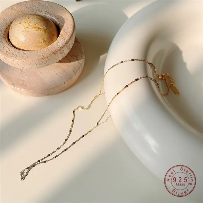 

HI MAN 925 Sterling Silver Korean INS Minimalist Necklace Women Fashion Charm Daily Matching Jewelry Accessories