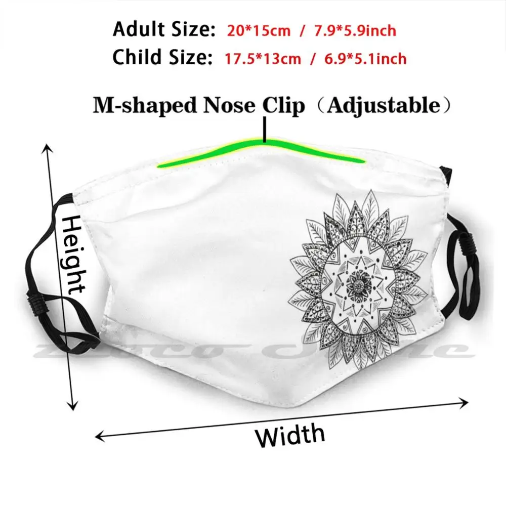 Mandala Flower Custom Pattern Washable Filter Pm2.5 Adult Kids Mask Mandala Hearth Chakra Flower Flower Of Life India New