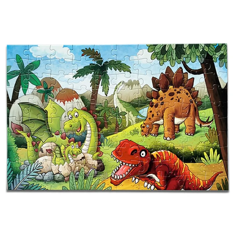 100 pçs dinossauro quebra-cabeça tyrannosaurus rex stegosaurus deltoid pterosaur brinquedo educativo das crianças para o menino 5-6-7 anos de idade