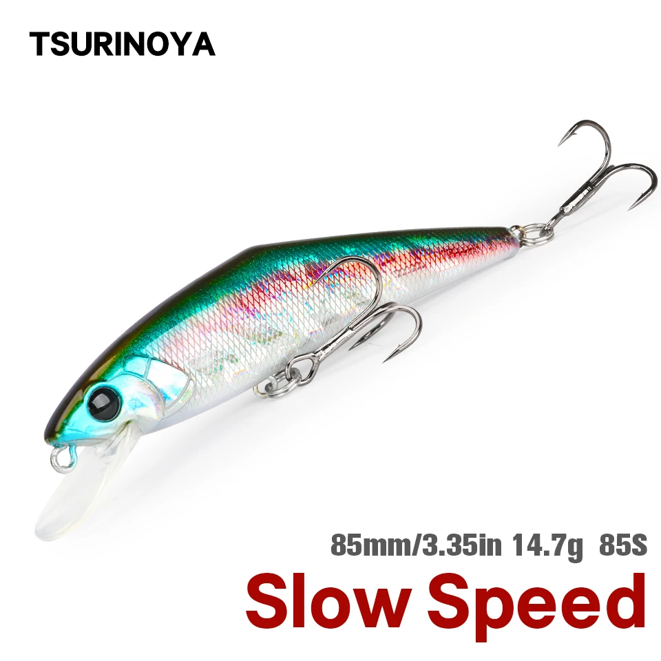 

Tsurinoya 85 мм 14,7 г, медленная скорость, Тонущая приманка в форме гольяна, 6 # тройные Крючки, искусственная форель, искусственная рыба, воблер