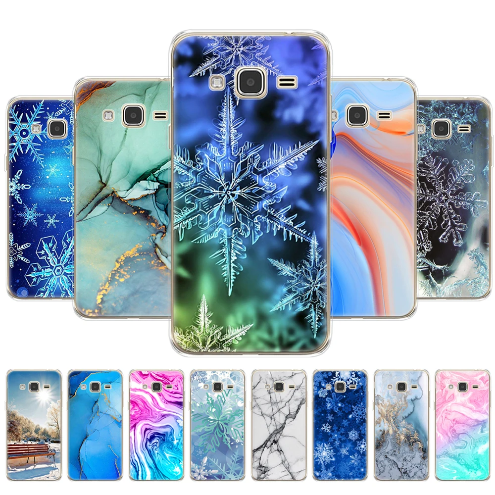 For Samsung Galaxy Grand Prime G530 Case Cover For Samsung g530 g531 for Samsung grand prime marble snow flake winter christmas