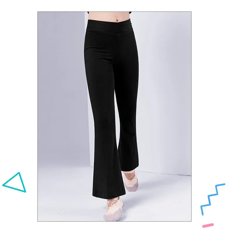 Kinderhosen, Tanzhosen, Übungshosen für Jungen und Mädchen, schmale Baumwolle, lateinamerikanischer Tanz, Jazz-Tanz, schwarze Bell-Bottom-Hose – Detail 7