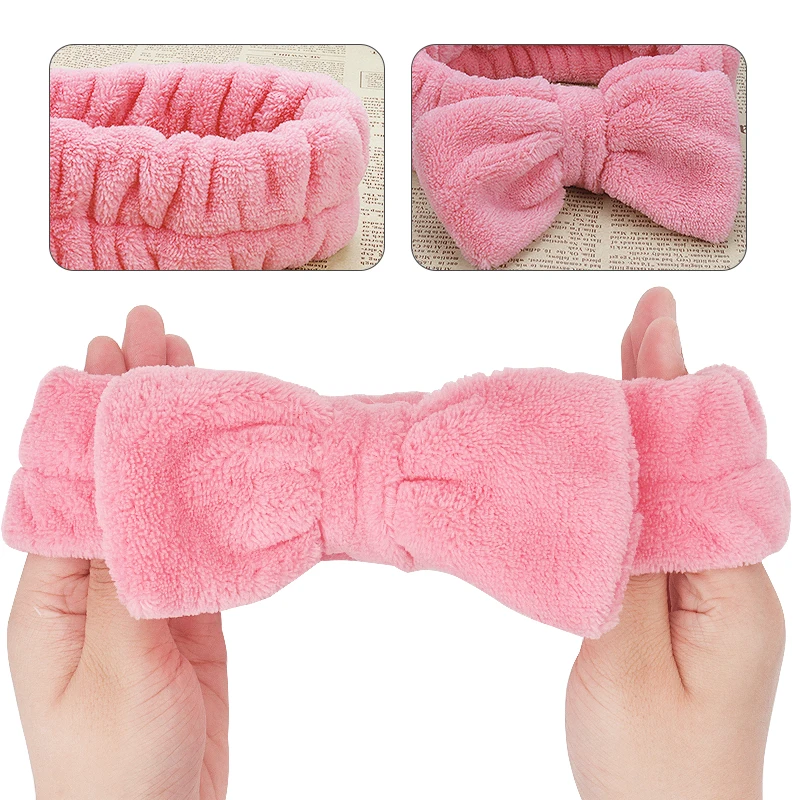 Big Rabbit Ears Coral Fleece Soft Elastic Hairbands SPA Bath Shower Make Up Wash Face headband Hair Band Girls Hair Accessories