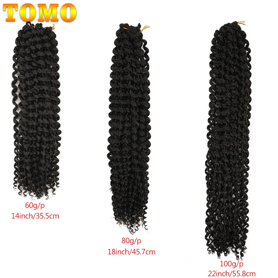 TOMO Passion Twist szydełkowe włosy rozszerzenie syntetyczne Afro perwersyjne kręcone włosy wiązki 22 nici Water Wave włosy plecione 14/18/22"