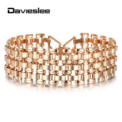 22mm 585 Rose Gold Color Bracelet For Women Vintage Big Bangle Watch Band Chain Party Wedding Jewelry Gifts Wristband LCB43