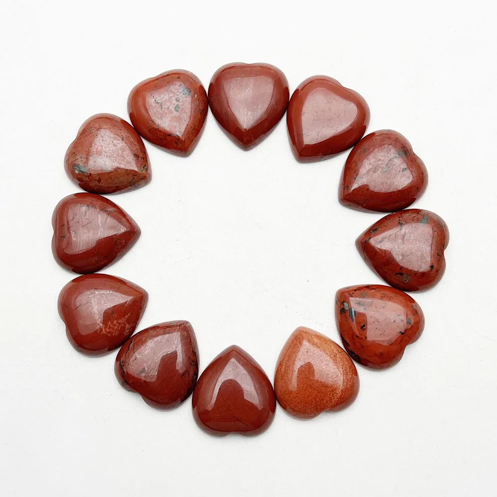 Fashion red Jaspers 23x25MM 12PC Natural Stone heart Bead cabochon for jewelry making no hole Ring Earrings Accessorie wholesale