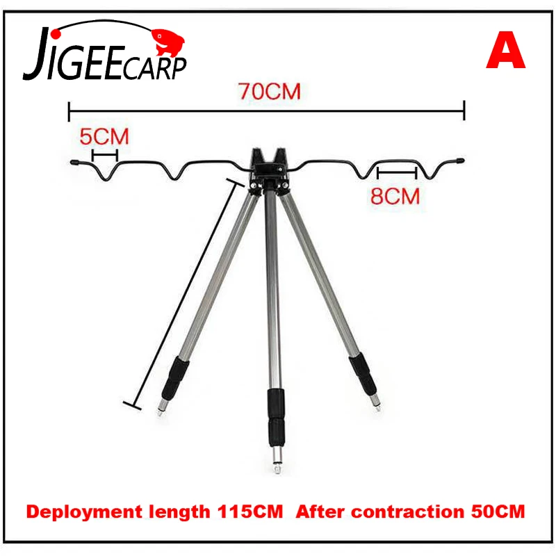 JIGEECARP 1pc Aluminum Alloy Telescopic Fishing Tripod Holder/Bracket Night Fishing Light Bracket Rod Bracket Pole Holder