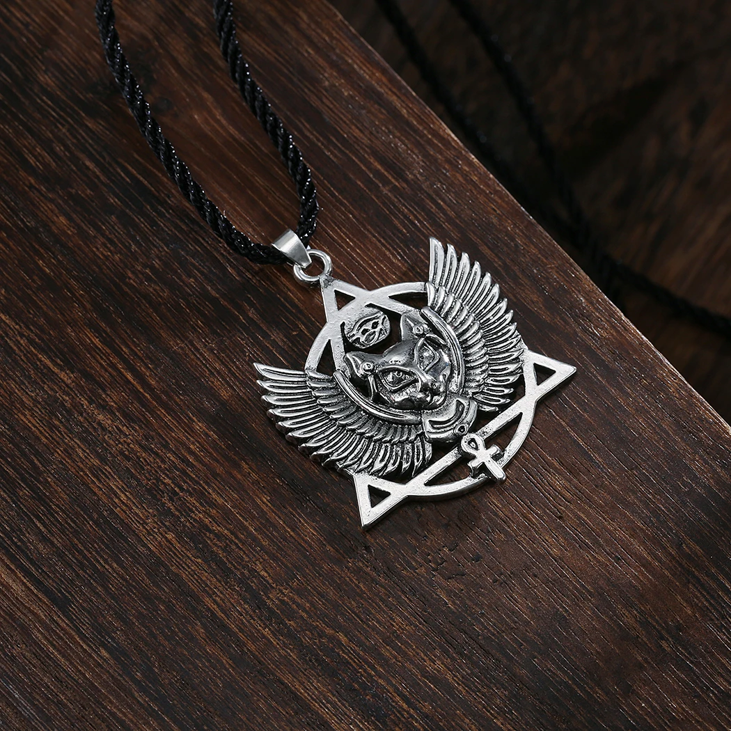 2021Bastet Pendant Egyptian God Necklace Egyptian Cat Pendant Bast Necklace Silver Jewelry Egyptian Amulet Egyptian Ankh Pendant