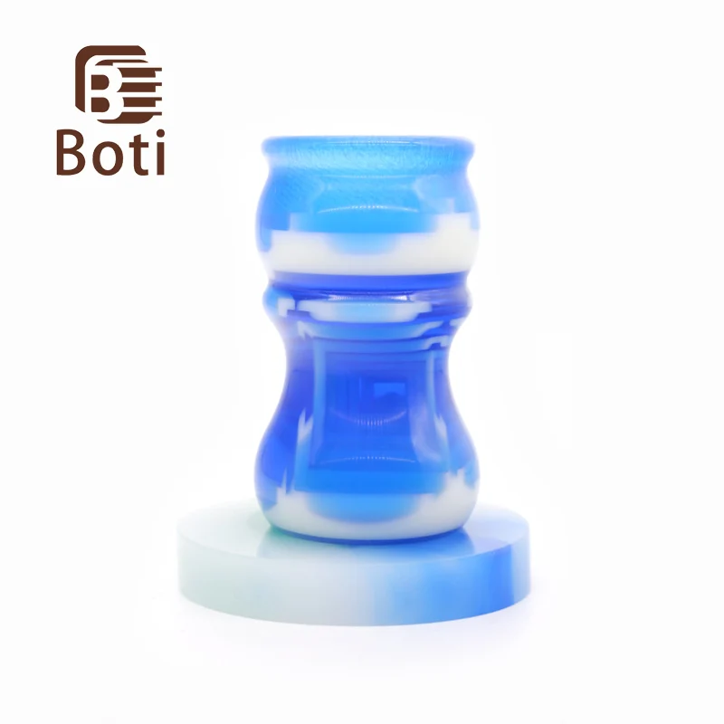 Boti – poignée de brosse à barbe, couleur bleue et blanche, fait à la main, pour le nettoyage quotidien