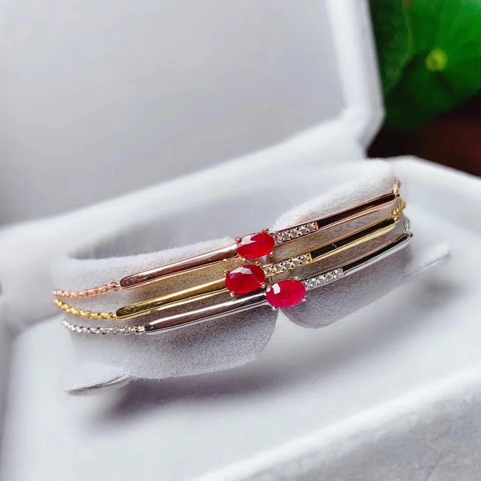 

charming red ruby bracelet for women silver bracelet natural real gem 925 sterling silver golden color elegant birthday gift