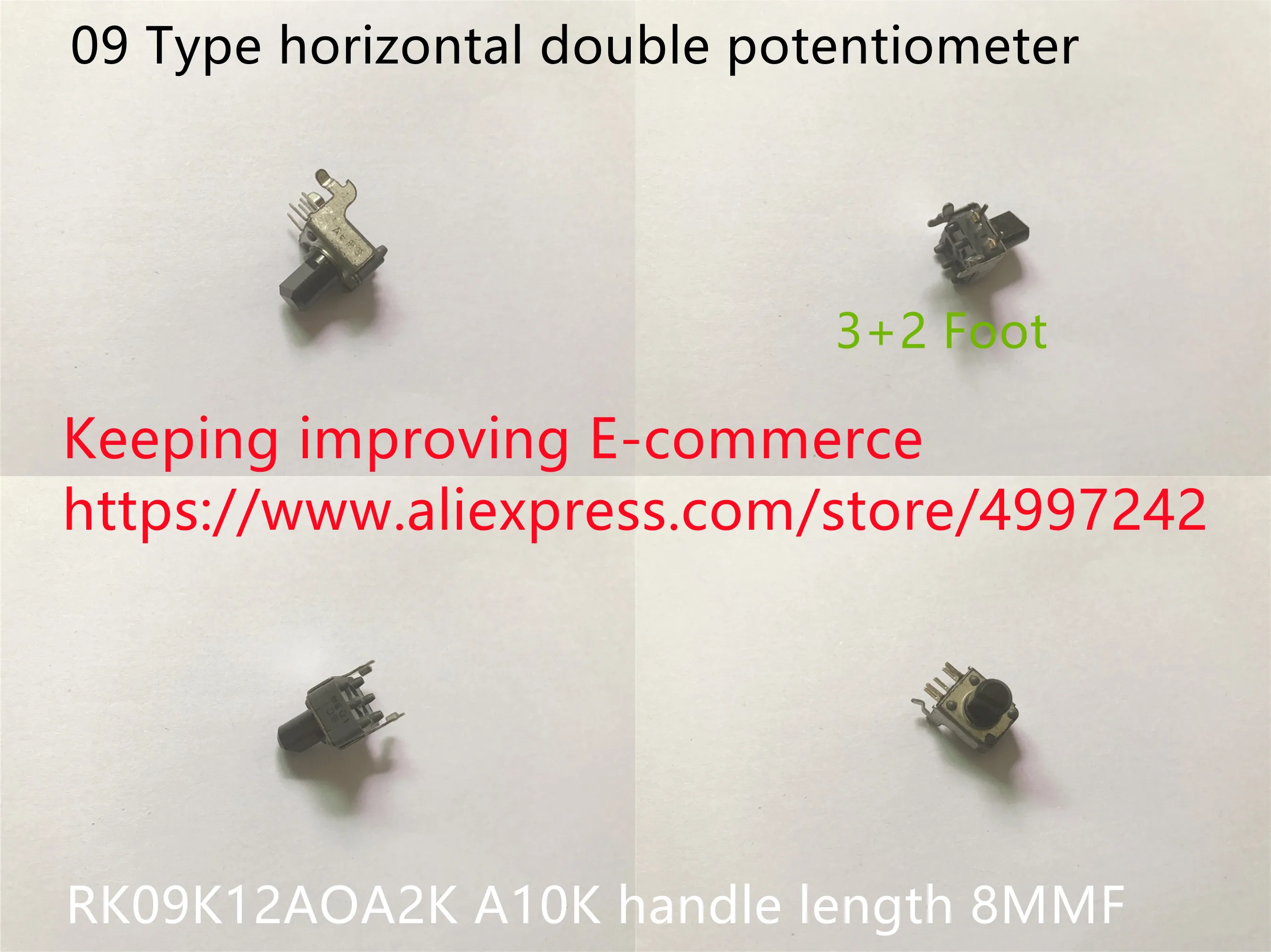 Original new 100% 09 Type horizontal double potentiometer RK09K12AOA2K A10K handle length 8MMF (SWITCH)