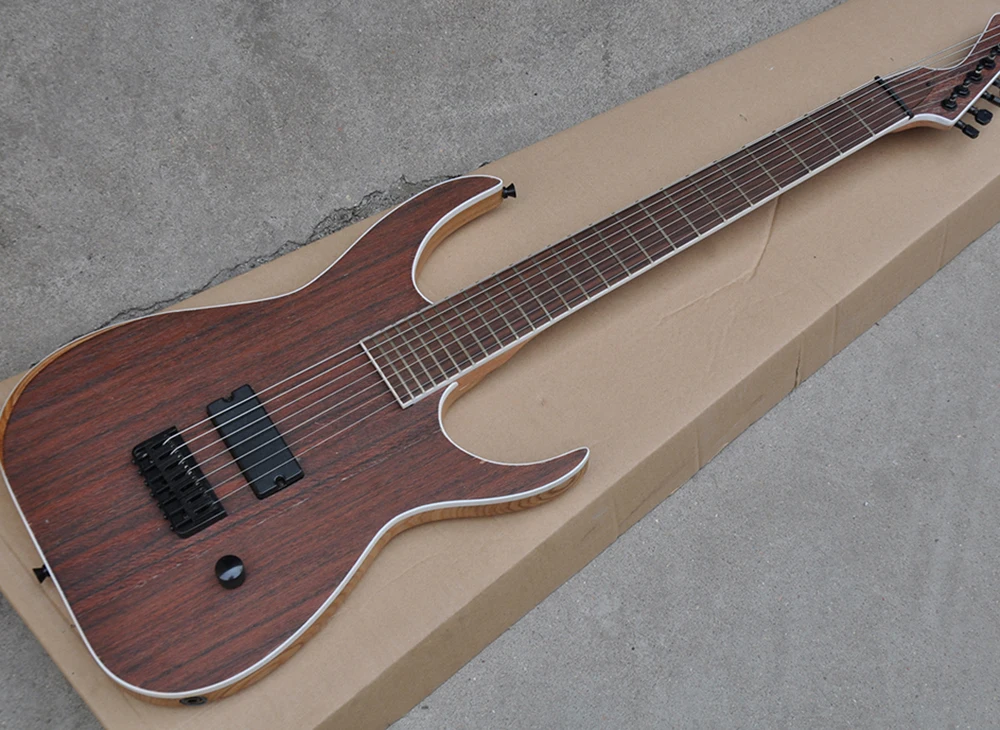 7 Strings Brown Electric Guitar with One Pickup,Elm Body,24 Frets,Rosewood Fretboard without Inlay