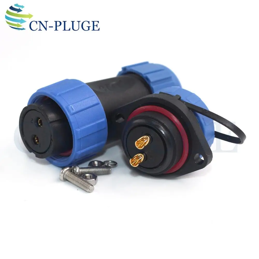 SP2110/S SP2113/P 2-pin Waterproof LED Power Cable Connector,Industrial Power Panel Mount Connector Male Socket Female Plug IP68