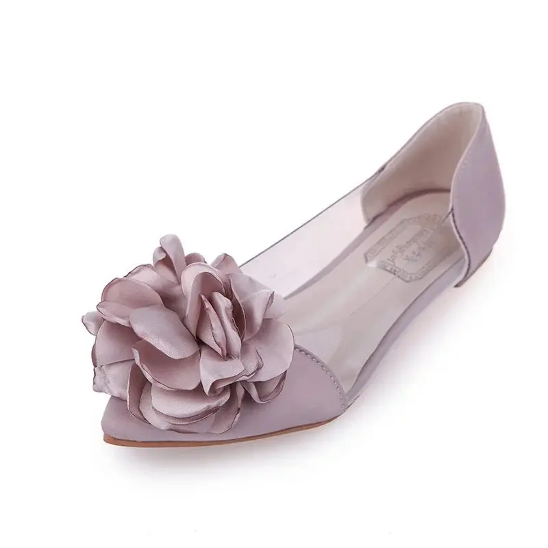 Zapatos planos con Camelia Floral para mujer, Sandalias de tacón plano transparentes, mocasines básicos sin cordones, para verano y otoño, 2021