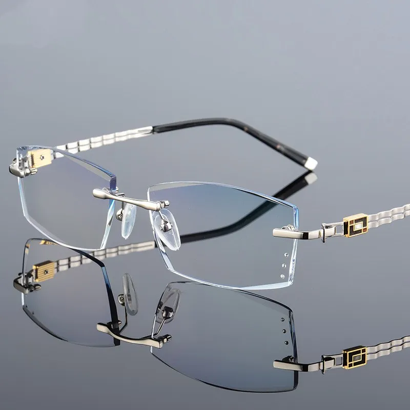 1.61 MR-8 Lens Diamond Trimming Cutting Rimless Eyeglasses Myopia Hyperopia Prescription Optical Glasses Frame for Men Eyewear