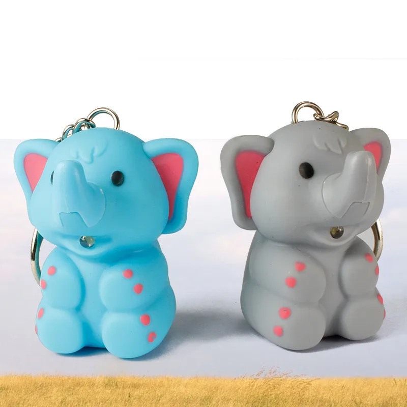 LED Dumbo Keychain Cute Light Sound Animal Elephant Doll Figure Toy Key Ring Pendant Gift