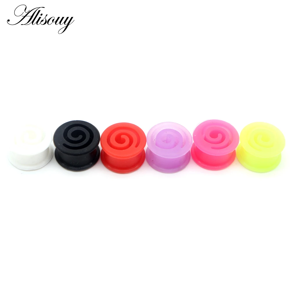 Alisouy 2 szt. Hollow spirale koło silikonowe wskaźniki uszu zatyczki tunele Oreja Piercing ucha Expander nosze unisex biżuteria do ciała — zdjęcie 2