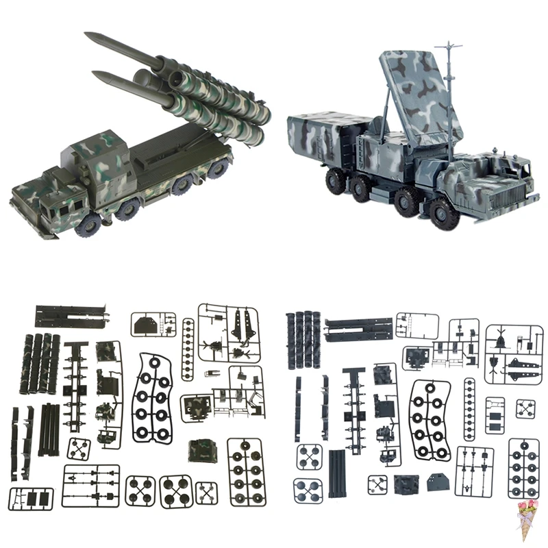 ロシア軍の建物セット,S-300 pmu 1:72個のプラスチック製ミサイルシステムレーダー車両,組み立てられた4dトラック,建設キット,軍用車,おもちゃのモデル