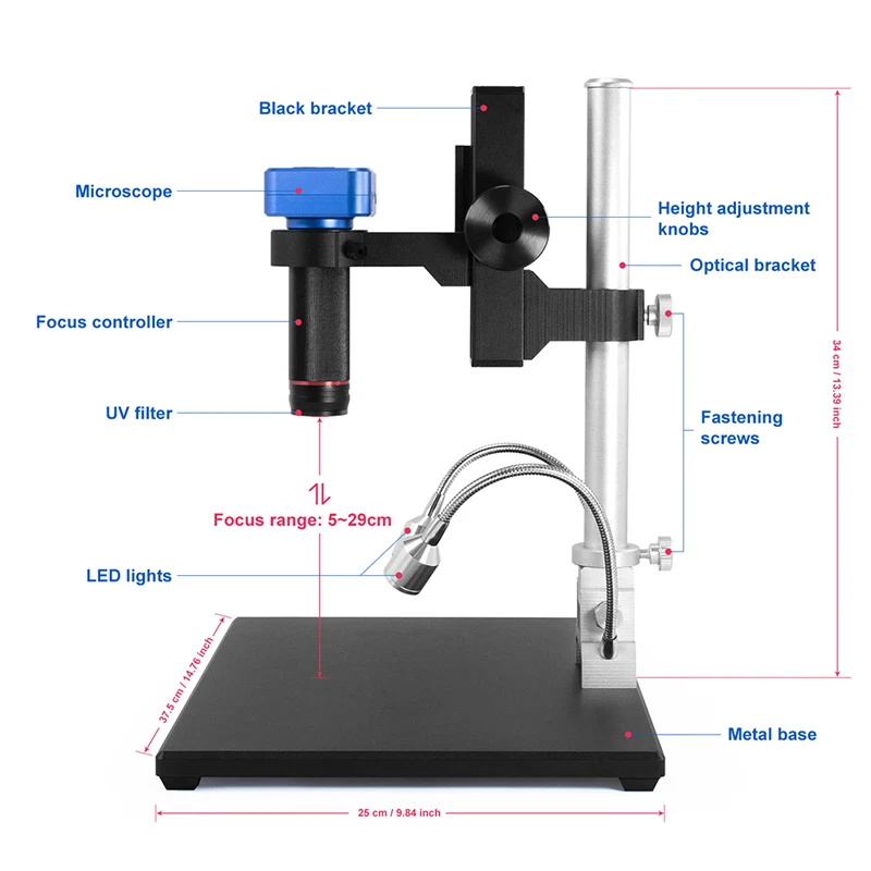 Microscope numérique HDMI FHD 4K HDMI/USB 150X, ensemble de caméras pour téléphone PCB SMD CPU soudage montre réparation de caméras