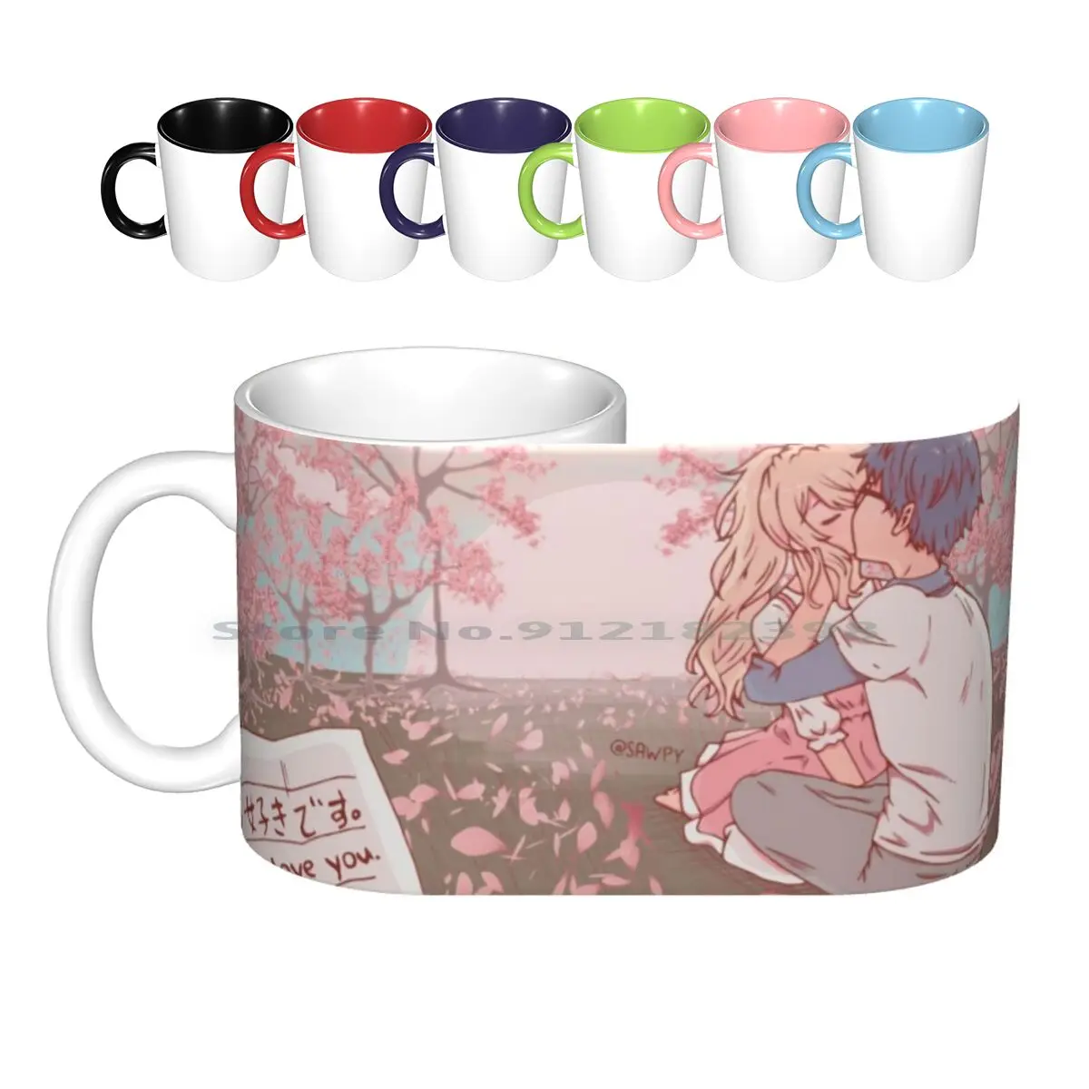 Your Lie In April Kiss Ceramic Mugs Coffee Cups Milk Tea Mug Your Lie In April Anime Shigatsu Wa Kimi No Uso Kaori Piano Kousei