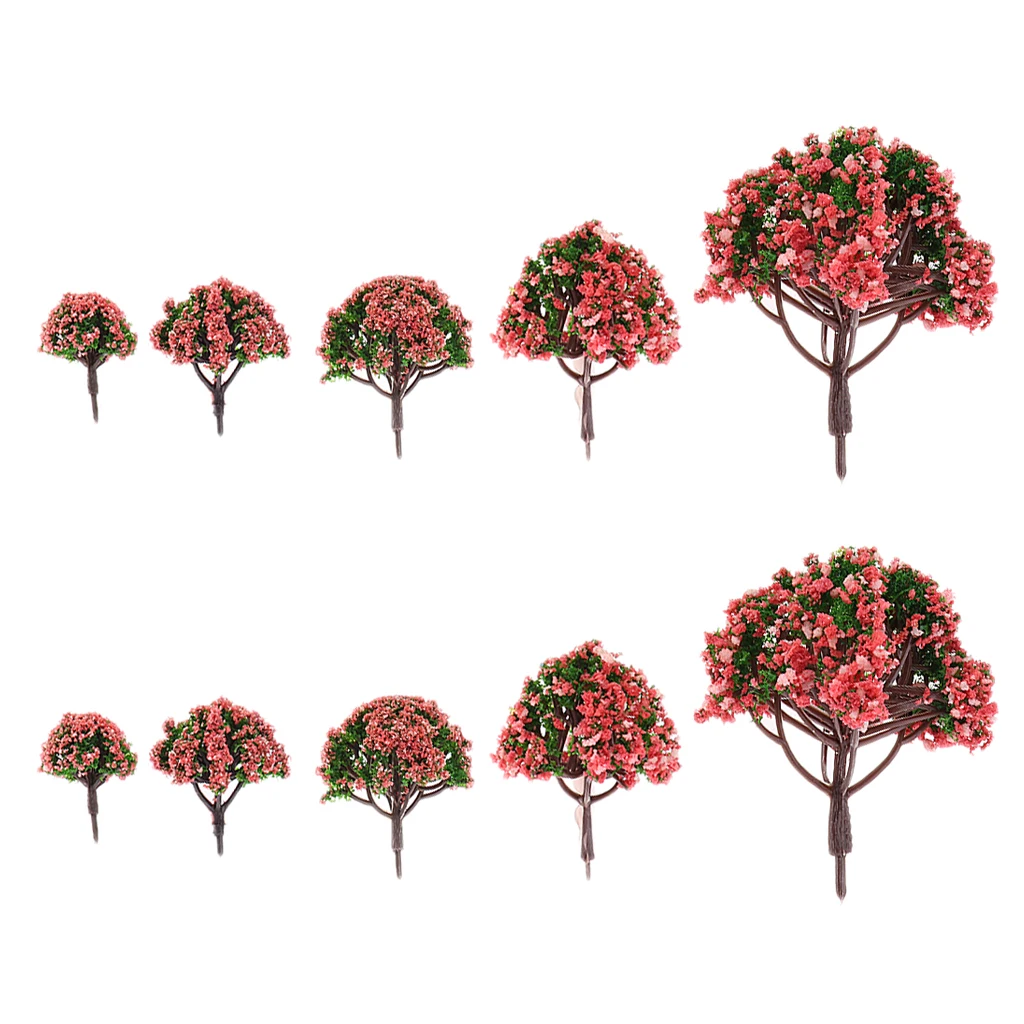 10pcs Modello Floreale Alberi Cespugli di 3-8cm Rosso Treno Ferrovia Architettura Diorama HO N Z Bilancia per artigianato FAI DA TE o la Costruzione di Modelli