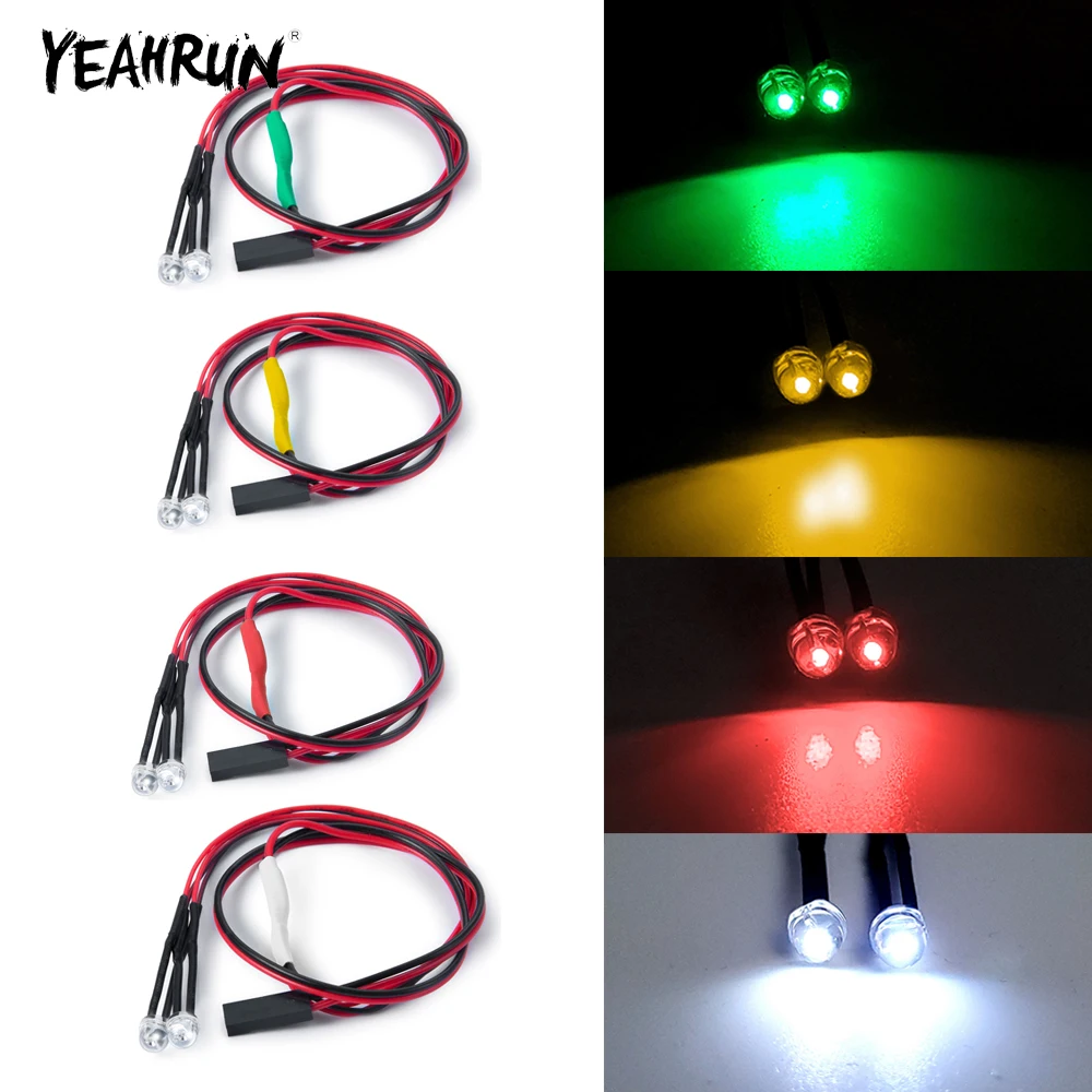 Yeahrun ไฟหน้าสปอตไลท์ LED 4.5มม. 2ชิ้นสำหรับ SCX10แกน1/10รถตีนตะขาบรถโมเดลอะไหล่