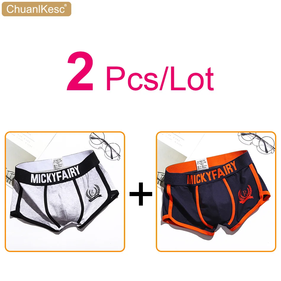 2 Pcs/Lot Men's Boxer Pants Korean Sexy Comfortable Cotton Underwear Fashion Personalized Printed Sports Shorts