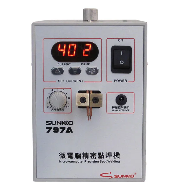 

SUNKKO HOT SALE 797A 18650 foot pedal-controlled, battery spot welding touch welder battery welding machine