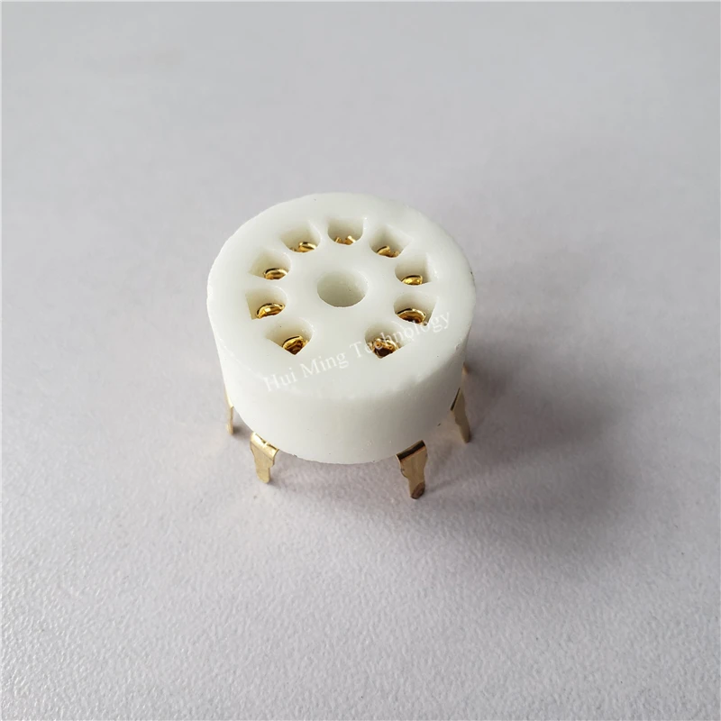 Ceramic tube socket GZC9-Y-3 GZC9-Y-3-G 9 pin gold plated electronic tube socket outlet for 12AX7 12AT7 6p1 6n2 tube amplifier