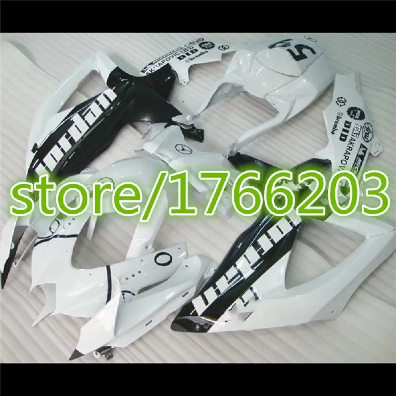 high quality  for SUZUKI GSX6750 08 09 10 GSX600 750 08-10 GSXR750 2008-2010 2008 2009 2010  white  black fairing