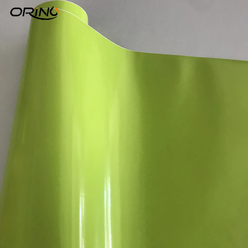 

Fluorescent Green Glossy Vinyl Film Car Wrap Foil Air Bubble Fluorescent Gloss Car Sticker Decal Vehicle Motorcycle Wrapping