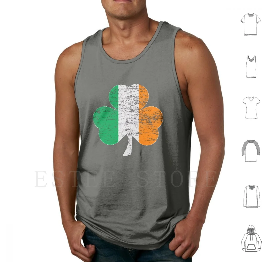 Day Irish Shamrock Flag Tank Tops Vest Irish Ireland Beer Shamrock Funny Clover Humor Leprechaun Drink Drinking